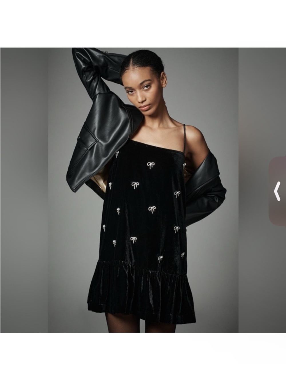 ANTHROPOLOGIE MAEVE Black Velvet Slip Dress with Bow beads